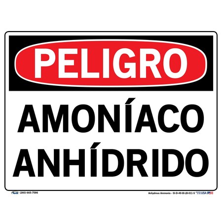 Vestil Vinyl Label Sign, 9-1/2" Height, 12-1/2" Width, Vinyl Label, Rectangle, Spanish SI-D-49-B-LB-011-S